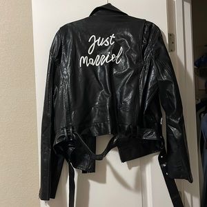 Just married faux leather jacket